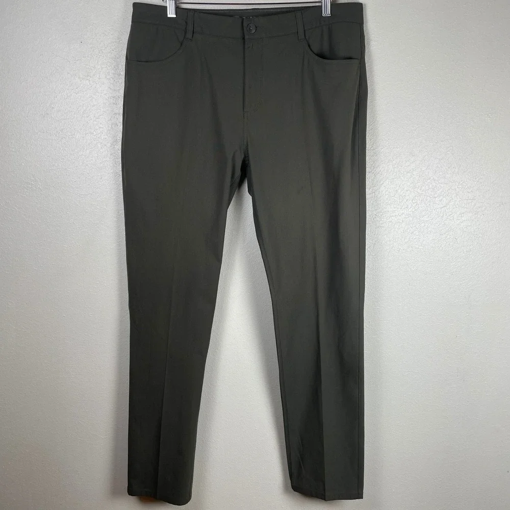 Vuori Meta Pant Mens 36 Dark Olive Green Slim Taper Technical Chino V430 Stretch